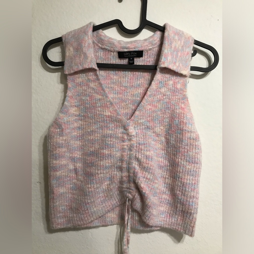 Witty Fox Sweater Vest Cropped Top Size M